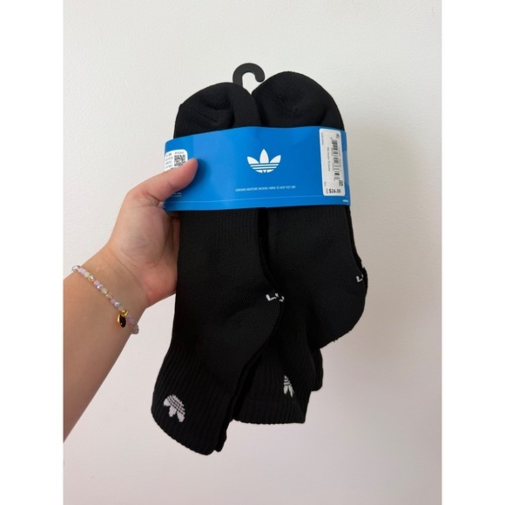 Adidas Originals Trefoil 6-Pack Quarter Socks – Black – Unisex Large – New - Picture 5 of 5